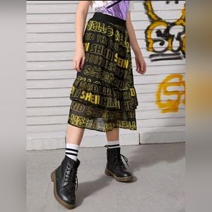 Girls letter graphic layered skirt